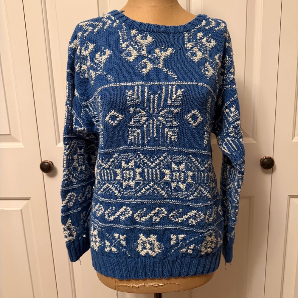 Cambridge Dry Goods Blue and White Knit Sweater